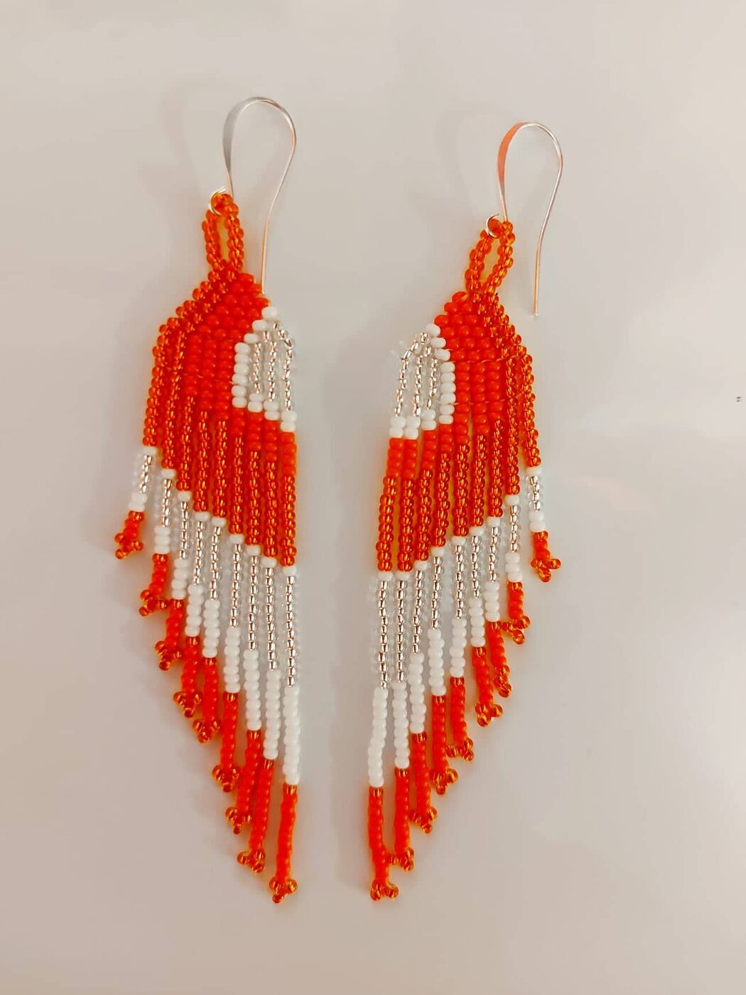 Orange Winged Fringe Earrings